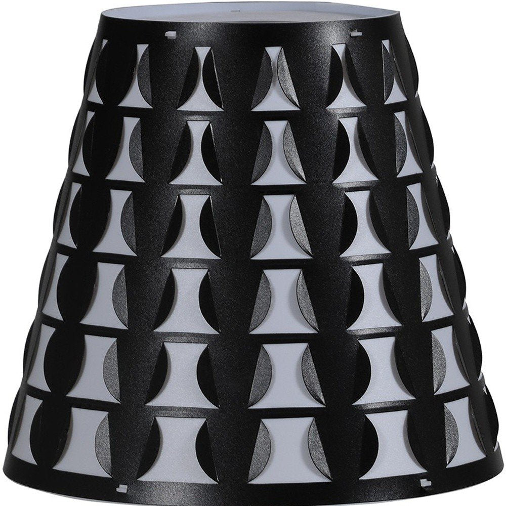 16" Black Bedside Table Lamp With Black And White Polka Dots Empire Shade HomeRoots