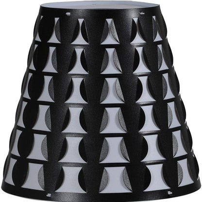 16" Black Bedside Table Lamp With Black And White Polka Dots Empire Shade HomeRoots