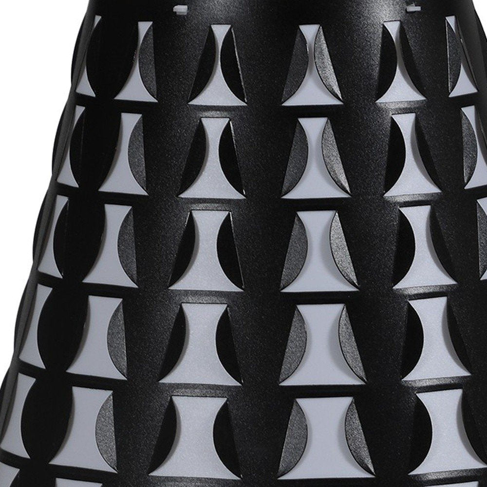16" Black Bedside Table Lamp With Black And White Polka Dots Empire Shade HomeRoots