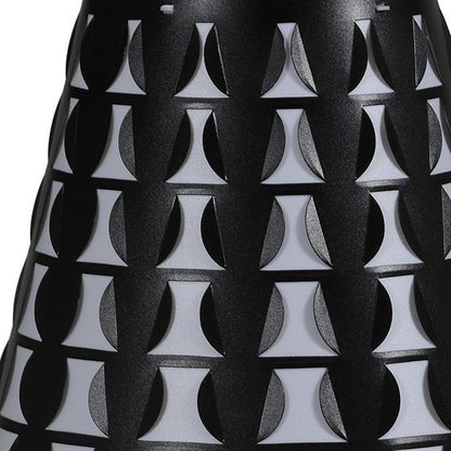 16" Black Bedside Table Lamp With Black And White Polka Dots Empire Shade HomeRoots