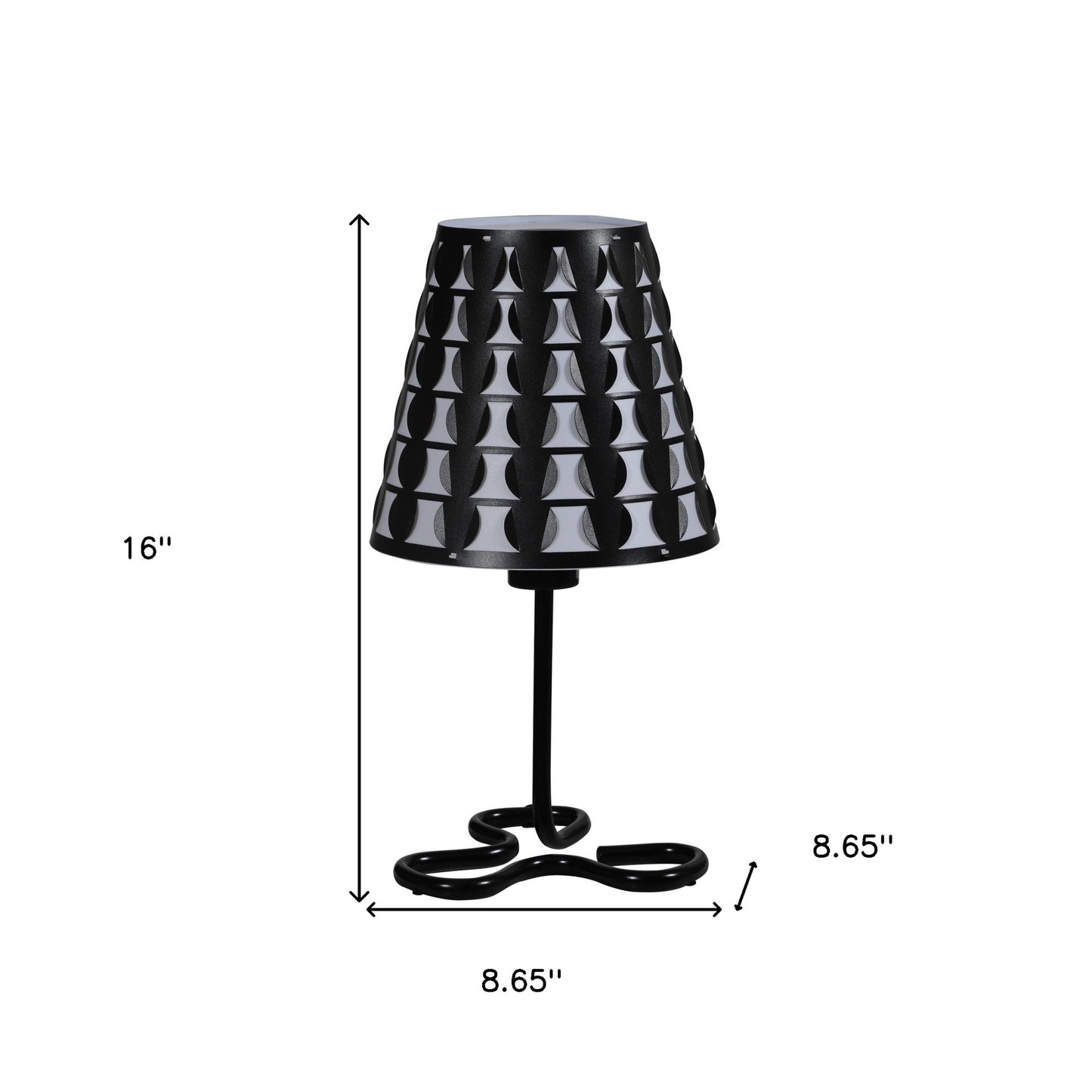 16" Black Bedside Table Lamp With Black Polka Dots Empire Shade