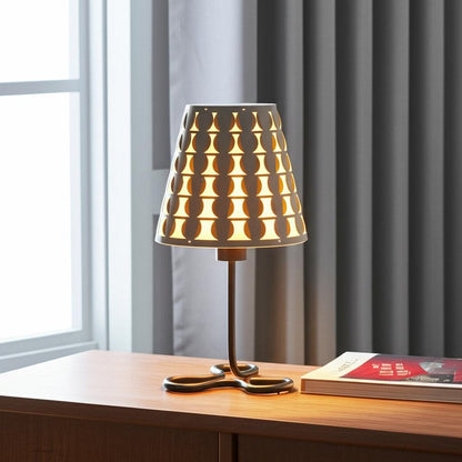 16" Black Bedside Table Lamp With Black And White Polka Dots Empire Shade HomeRoots