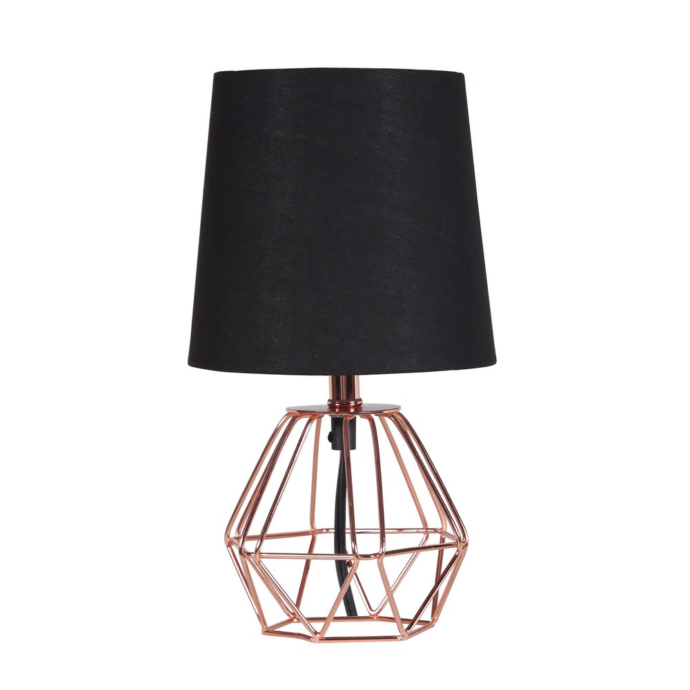 11" Copper Bedside Table Lamp With Black Empire Shade — view 1
