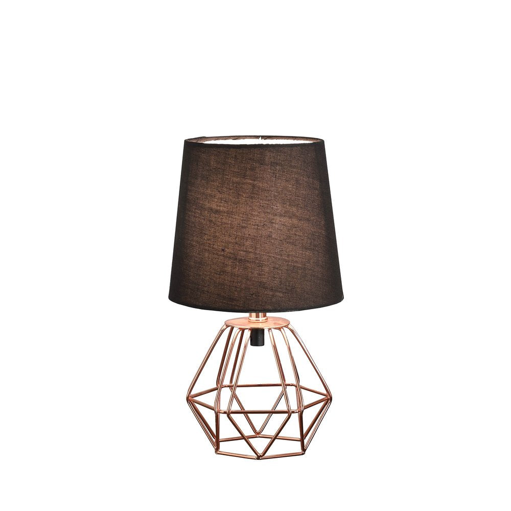 11" Copper Bedside Table Lamp With Black Empire Shade HomeRoots