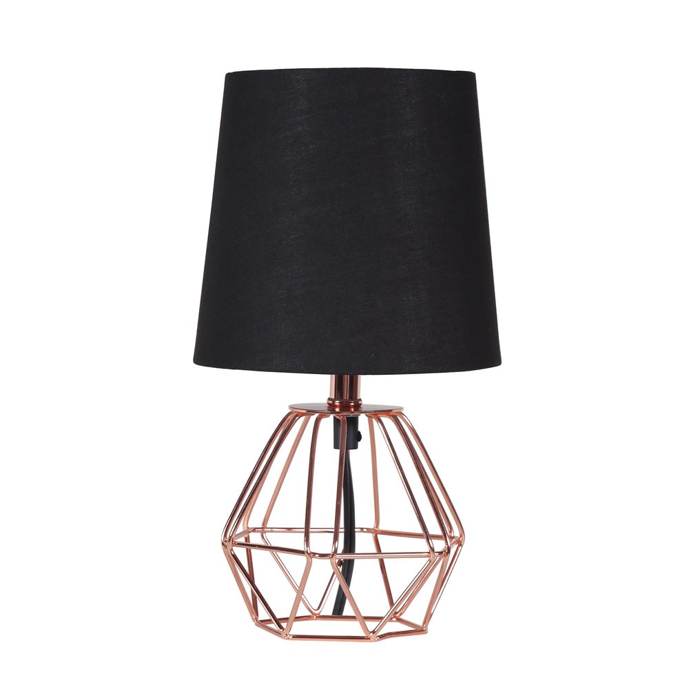 11" Copper Bedside Table Lamp With Black Empire Shade HomeRoots