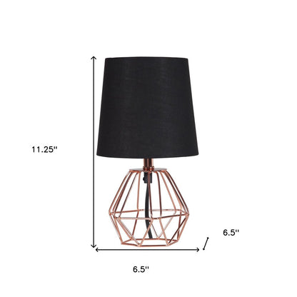 11" Copper Bedside Table Lamp With Black Empire Shade HomeRoots