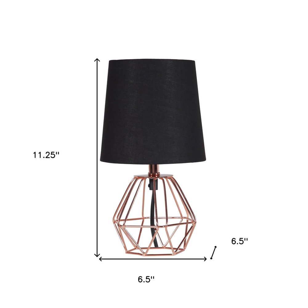 11" Copper Bedside Table Lamp With Black Empire Shade HomeRoots