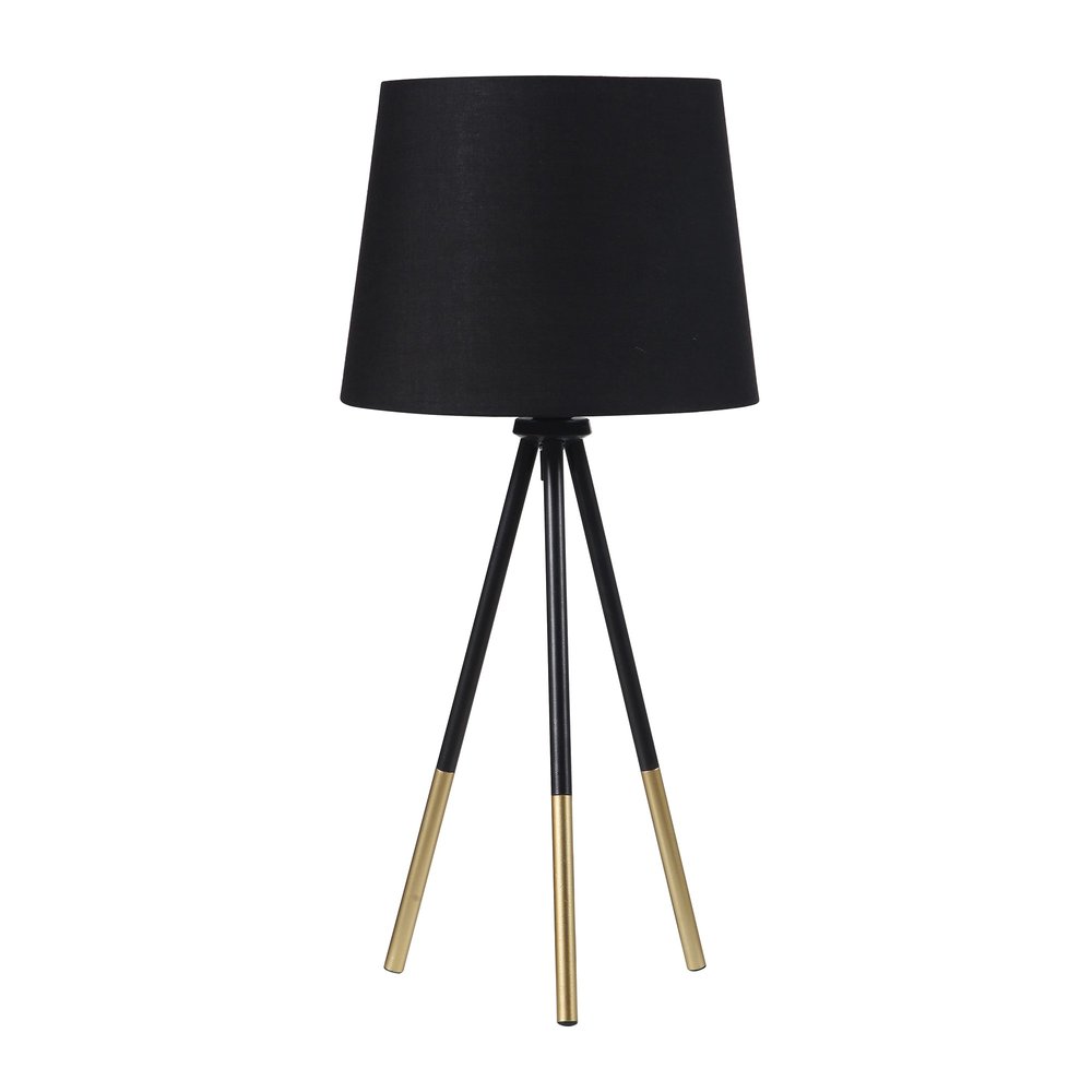 20" Gold Tripod Table Lamp With Black Empire Shade — view 1