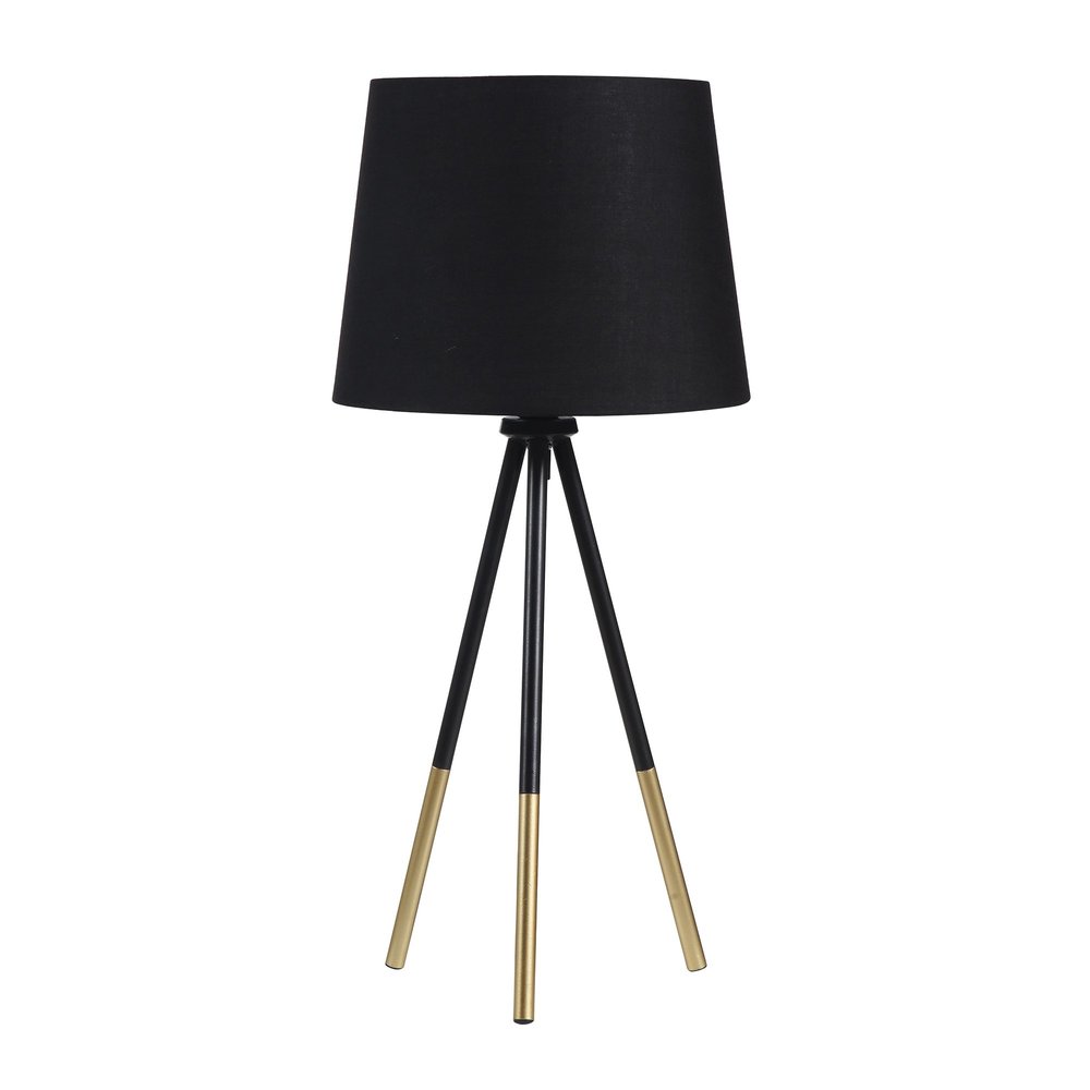 20" Gold Tripod Table Lamp With Black Empire Shade — view 3