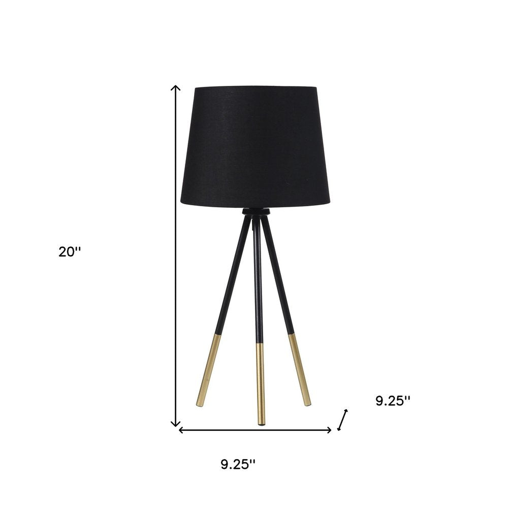 20" Gold Tripod Table Lamp With Black Empire Shade — view 6