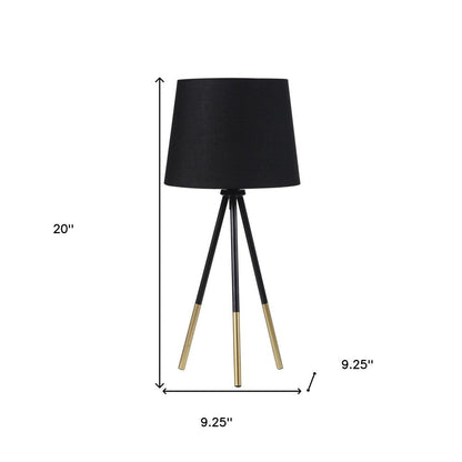 20" Gold Tripod Table Lamp With Black Empire Shade HomeRoots