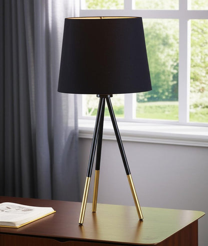 20" Gold Tripod Table Lamp With Black Empire Shade HomeRoots