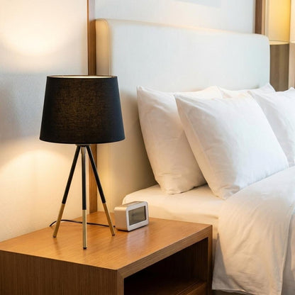 20" Gold Tripod Table Lamp With Black Empire Shade HomeRoots
