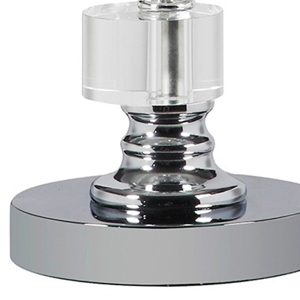 20" Silver Crystal Stacked Geo Cubes Table Lamp With White Classic Empire Shade HomeRoots