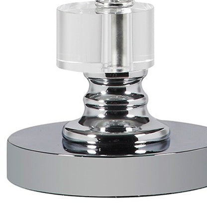 20" Silver Crystal Stacked Geo Cubes Table Lamp With White Classic Empire Shade HomeRoots