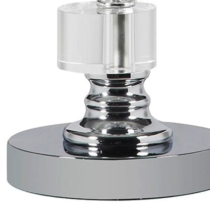 20" Silver Crystal Stacked Geo Cubes Table Lamp With White Classic Empire Shade HomeRoots