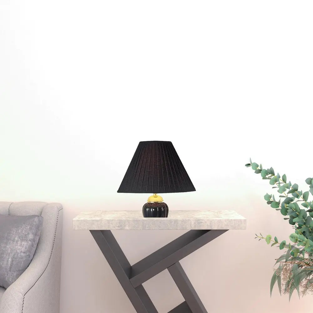 Set Of Three 64" Gold and White Ceramic Bedside Floor and Table Lamp Set With Off White Empire Shade HomeRoots