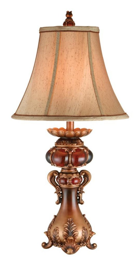 Antique Inspired Table Lamp with Linen Lamp Shade HomeRoots
