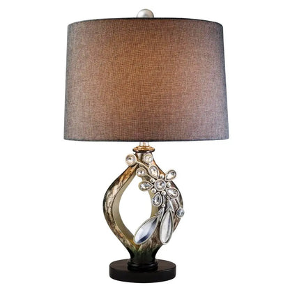 Brown and Gold Faux Crystal Glam Accent Table Lamp HomeRoots