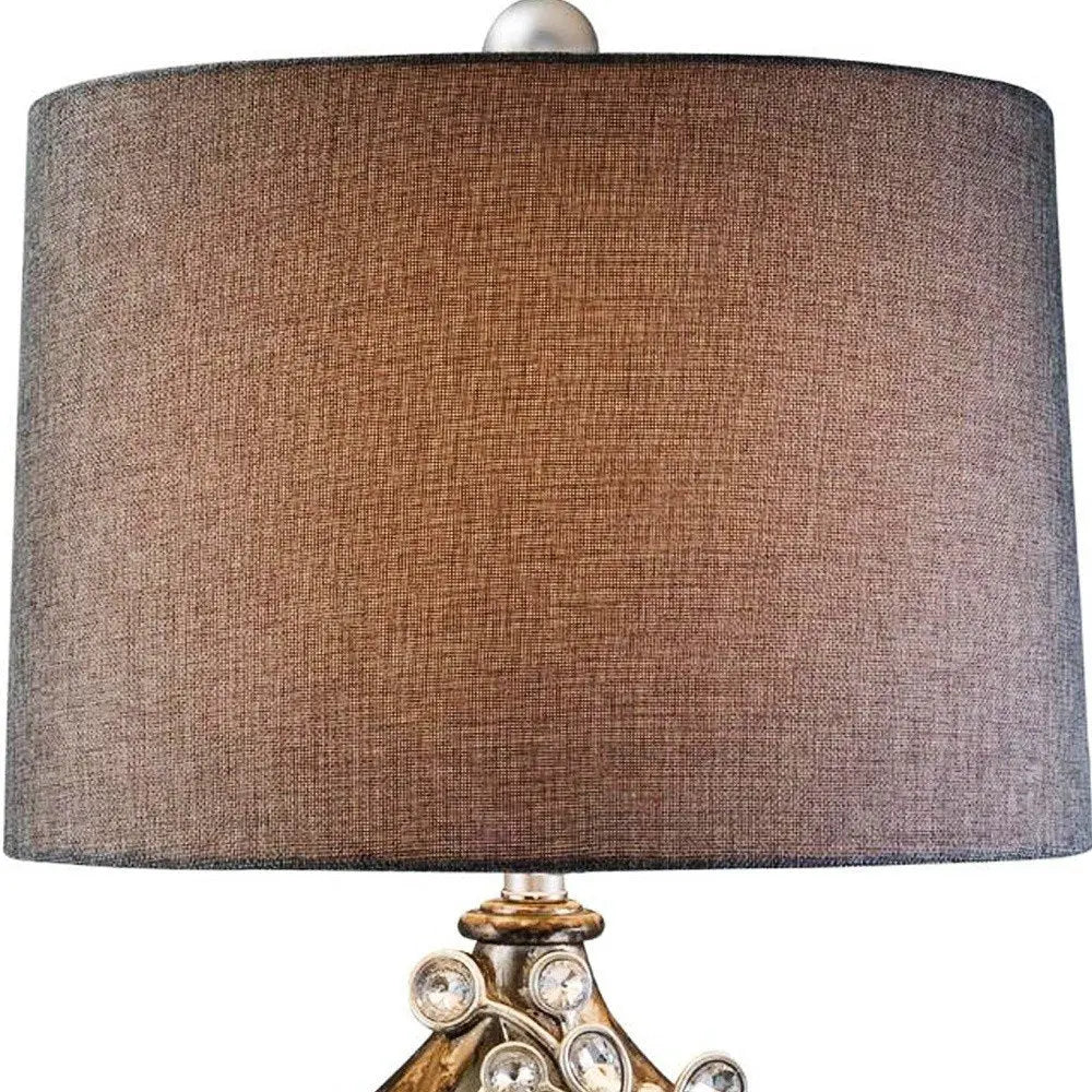 Brown and Gold Faux Crystal Glam Accent Table Lamp HomeRoots