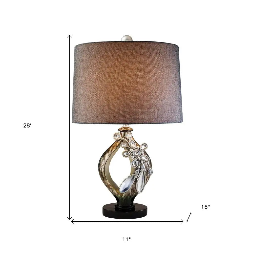 Brown and Gold Faux Crystal Glam Accent Table Lamp HomeRoots
