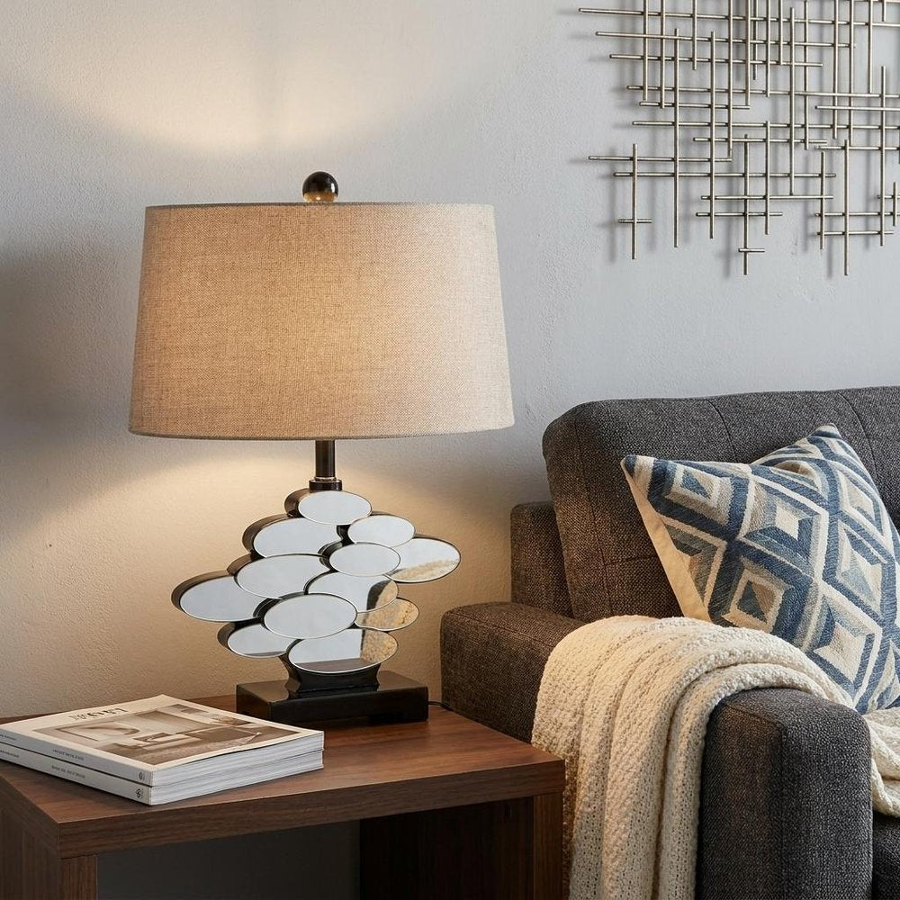 Beautiful Bronzed Table Lamp with Glass Accents HomeRoots