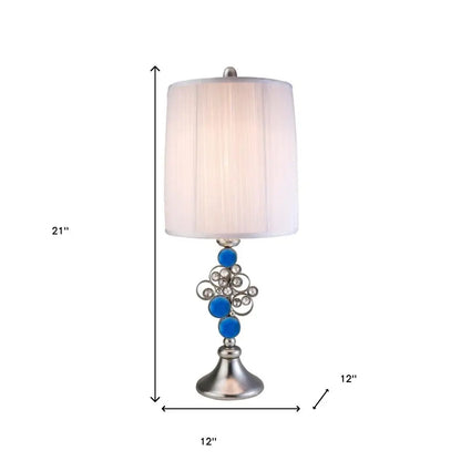 21" Silver Bedside With White Shade HomeRoots