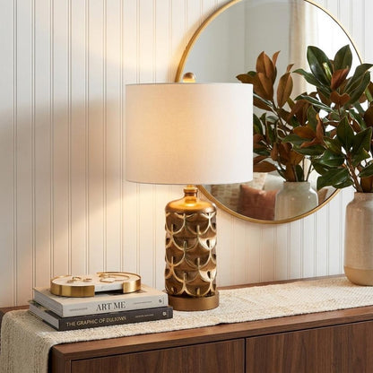 Magestic Brown and Gold Geo Table Lamp HomeRoots