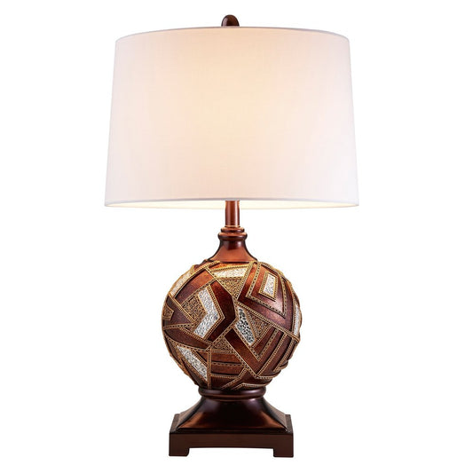 Brown Metallic Mosaic Design Table Lamp HomeRoots