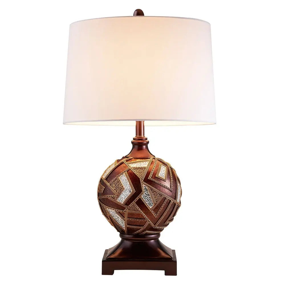 Brown Metallic Mosaic Design Table Lamp HomeRoots