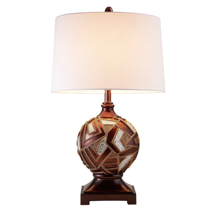 Brown Metallic Mosaic Design Table Lamp