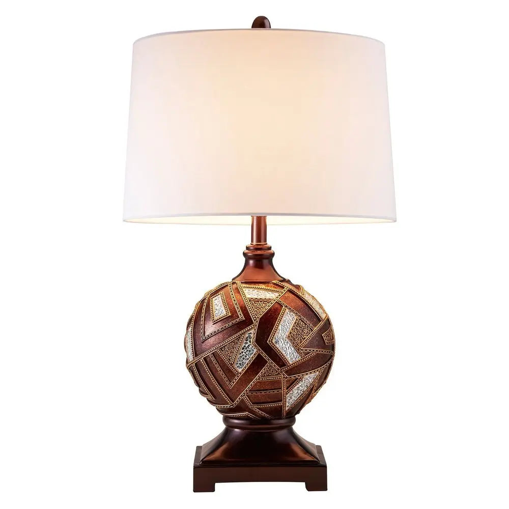 Brown Metallic Mosaic Design Table Lamp HomeRoots