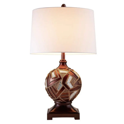 Brown Metallic Mosaic Design Table Lamp HomeRoots