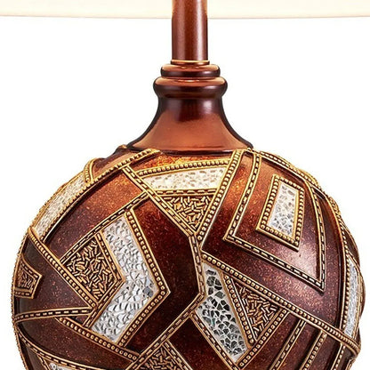 Brown Metallic Mosaic Design Table Lamp HomeRoots