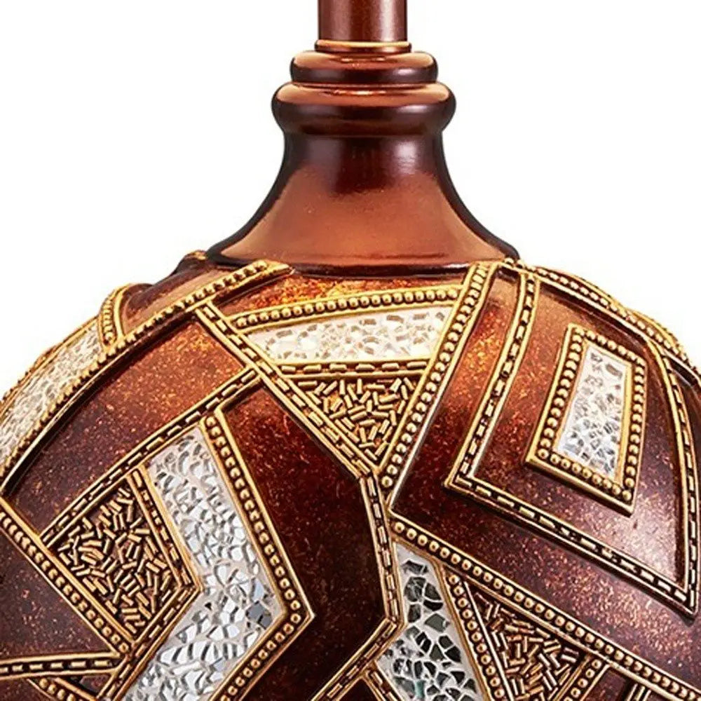 Brown Metallic Mosaic Design Table Lamp HomeRoots