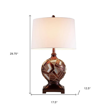 Brown Metallic Mosaic Design Table Lamp HomeRoots