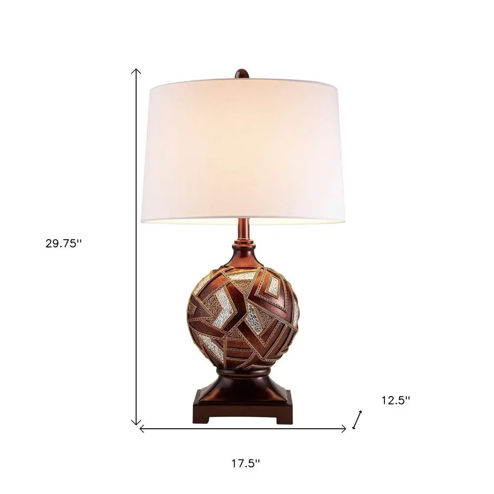 Brown Metallic Mosaic Design Table Lamp HomeRoots