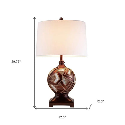Brown Metallic Mosaic Design Table Lamp HomeRoots