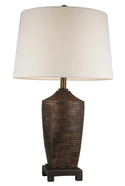 Fantastic Rustic Ribbed Bronze Table Lamp HomeRoots