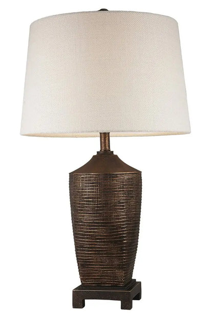 Fantastic Rustic Ribbed Bronze Table Lamp HomeRoots