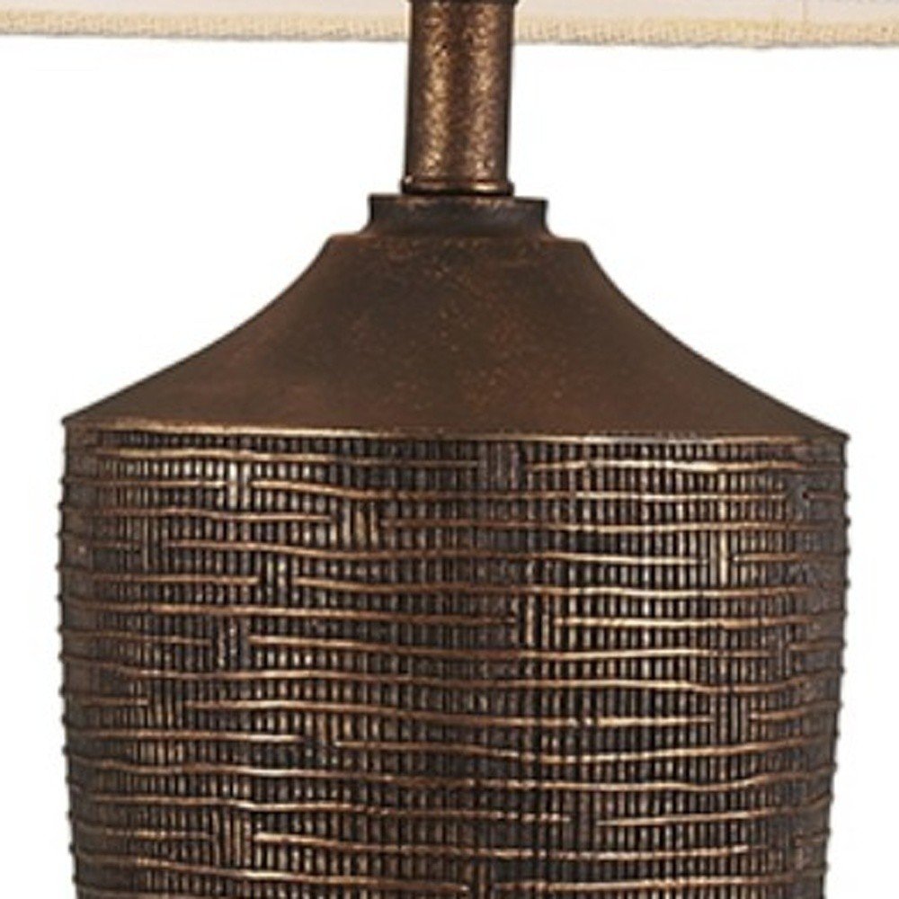 Fantastic Rustic Ribbed Bronze Table Lamp HomeRoots