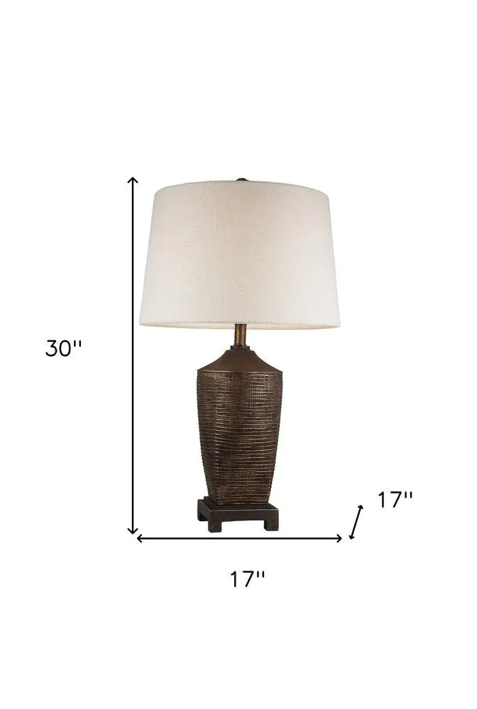 Fantastic Rustic Ribbed Bronze Table Lamp HomeRoots