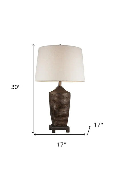 Fantastic Rustic Ribbed Bronze Table Lamp HomeRoots