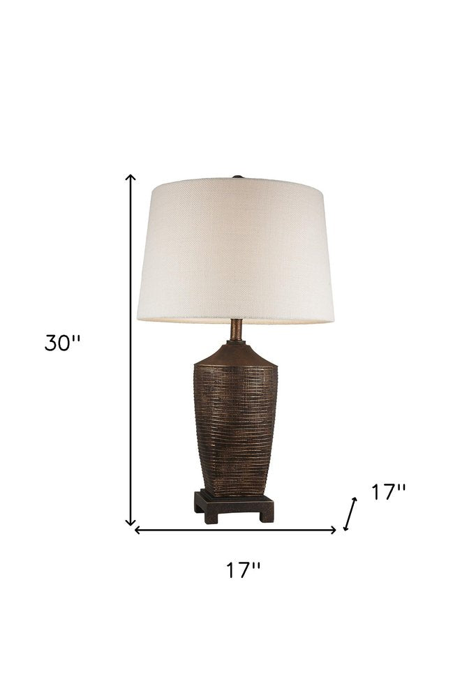 Fantastic Rustic Ribbed Bronze Table Lamp HomeRoots