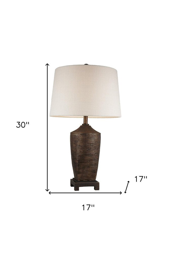 Fantastic Rustic Ribbed Bronze Table Lamp HomeRoots