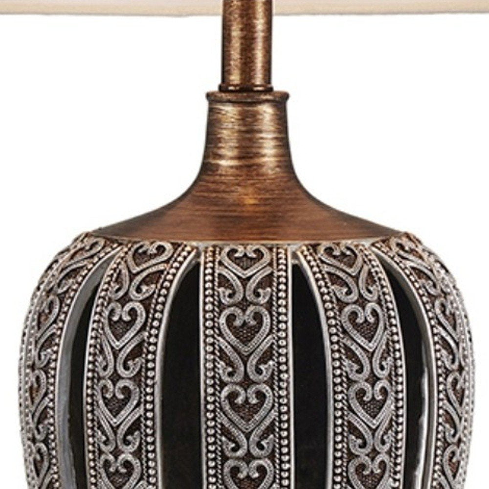 Primo Tall Brown Table Lamp with White Lamp Shade HomeRoots