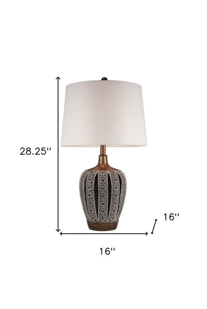 Primo Tall Brown Table Lamp with White Lamp Shade HomeRoots