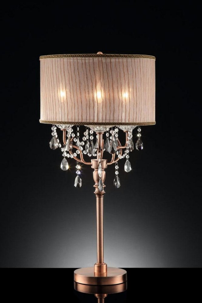 32" Clear and Rose Gold Faux Crystal Accent Table Lamp HomeRoots