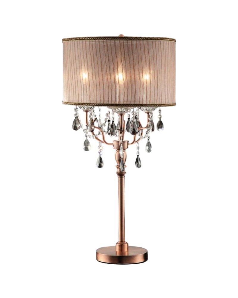32" Clear and Rose Gold Faux Crystal Accent Table Lamp HomeRoots