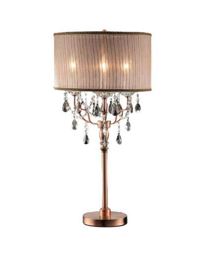 32" Clear and Rose Gold Faux Crystal Accent Table Lamp HomeRoots